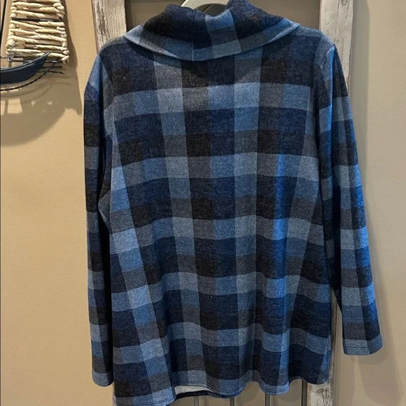 PURE Blue and Black Plaid Women's Top - Picture 4 of 5